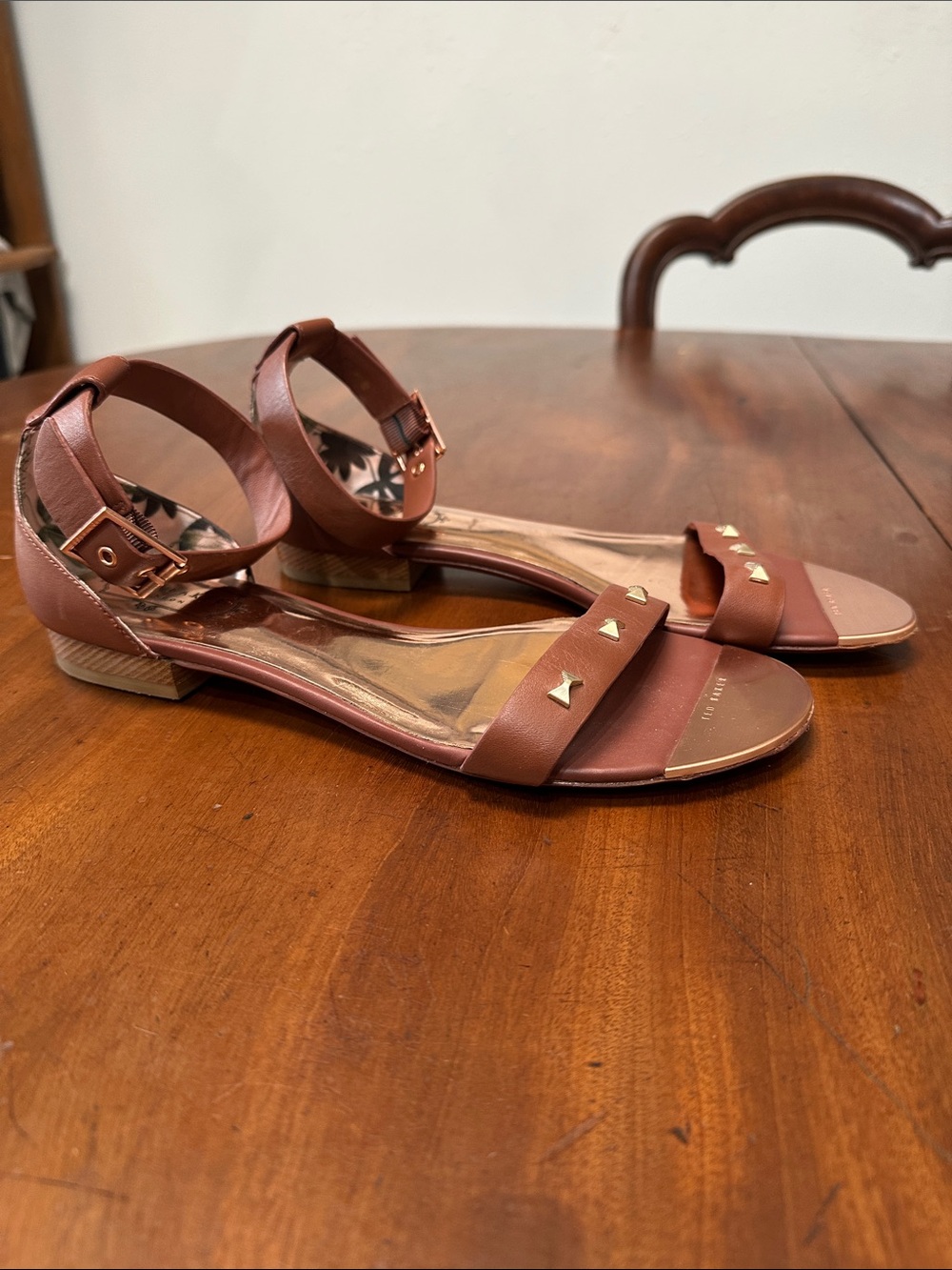 Ted Baker Rose Brown Studded Ankle-Strap Sandals - Picture 3 of 10